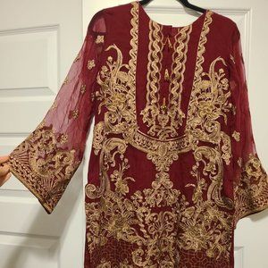 Red and Gold Desi Suit